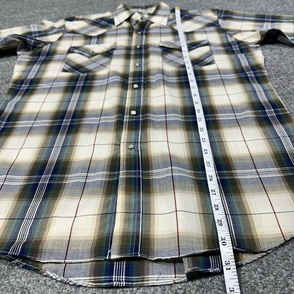 Vintage Ely Cattlemen Mens Shirt Medium Brown Western Snap Plaid - Picture 4 of 7